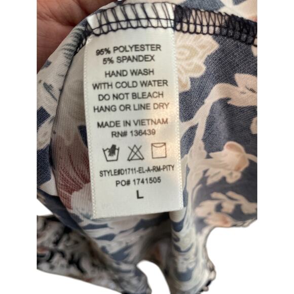 S|S | Floral Stretch T-Shirt Dress | Casual Boho Fall Print | Black | Size L - Picture 5 of 5